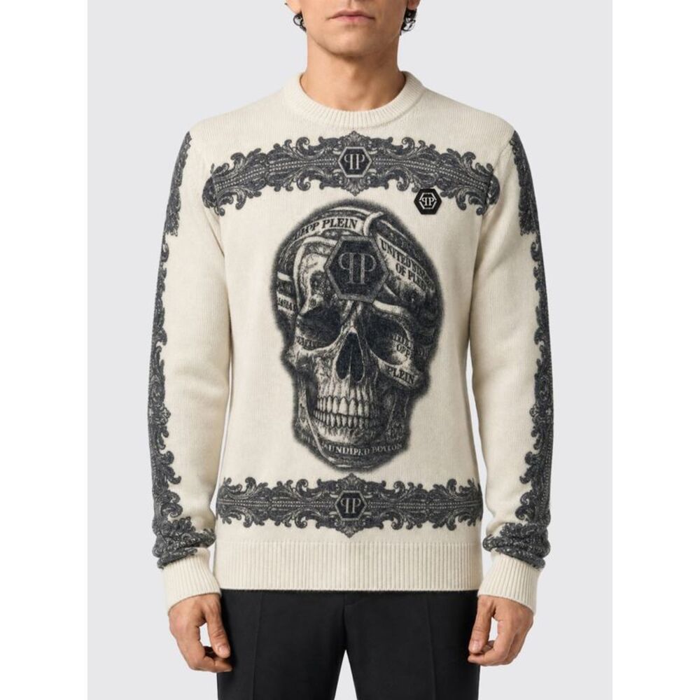 Philipp Plein Men Philipp Plein Baroque Print Cashmere Jumper With Hexagon Logo